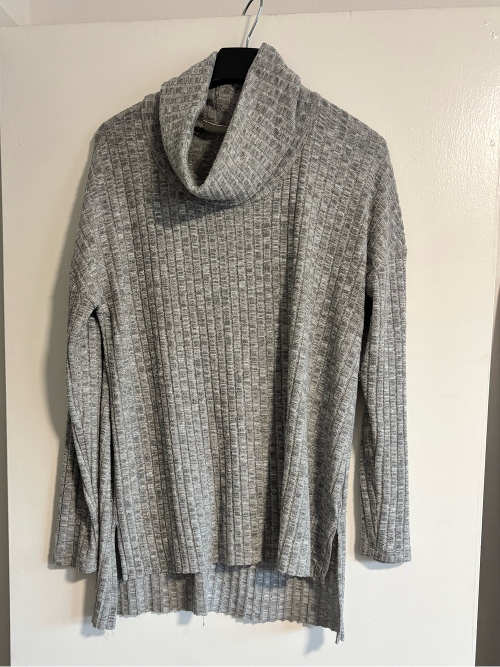 Abound Ribbed Grey Cowl Sweater